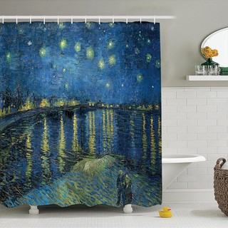 Van Gogh Tranh Sơn Dầu Polyester Chống Thấm Nước Màn Tắm Phòng Tắm Trang Trí Màn Tắm Vải Trang Trí Phòng Tắm Bộ Có Móc