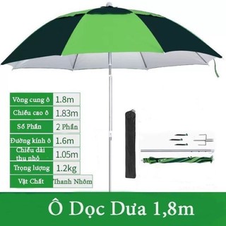 Ô câu cá  💥 CAO CẤP 💥 Dù che nắng mưa đi câu cá tiện lợi 1m8 dọc dưa và xanh bạc hàng dày dặn