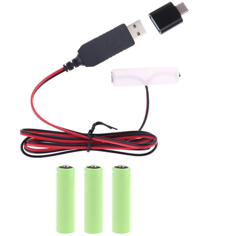 Ann AA Bộ chuyển đổi pin giả có thể tháo rời Thay thế dây cáp nguồn USB