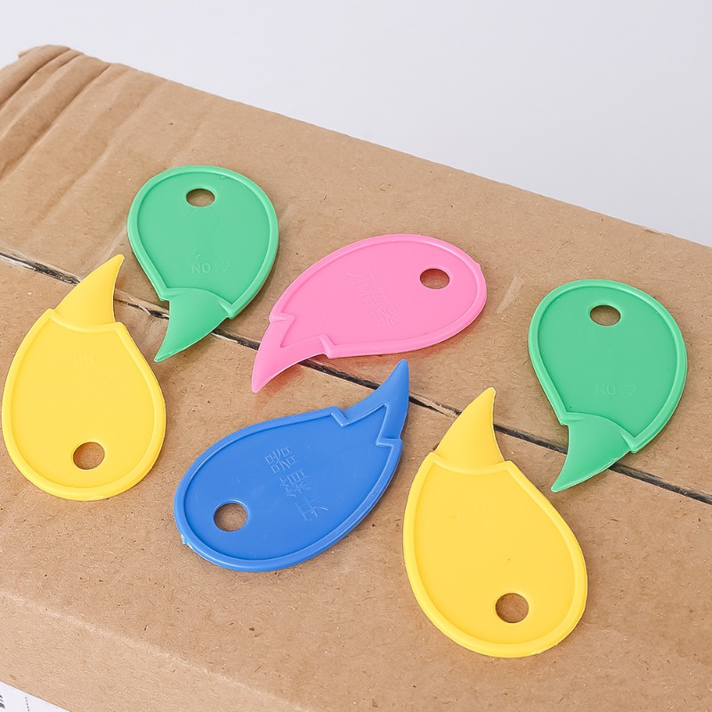Móc khóa hộp đựng / Dụng cụ mở hộp Mini đầy màu sắc / Dụng cụ cắt mở chữ di động / Dụng cụ mở nắp bằng nhựa 10 chiếc / Dụng cụ cắt gói an toàn Mini