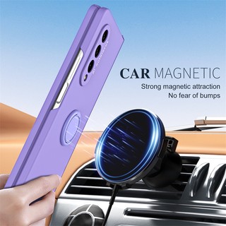 Makaron magnetic ring hoder bracket stand case cover samsung galaxy z fold 5 z fold 4 z fold 3 2 front screen film casing hinge full skin-friendly hard pc shell