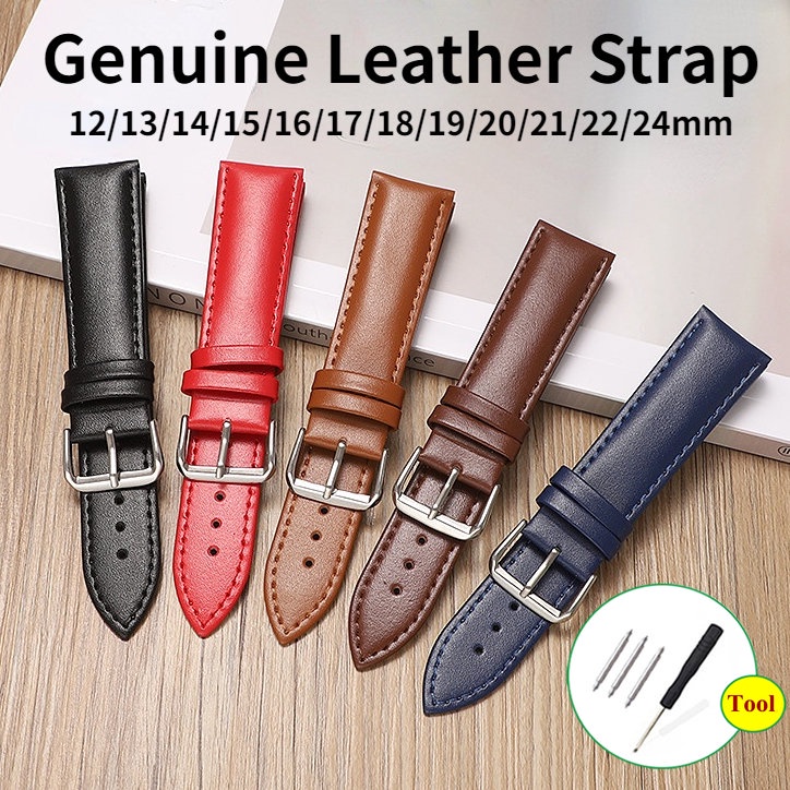 Dây Đeo Đồng Hồ Bằng Da Bò Thật 12 / 13 / 14 / 15 / 16 / 18mm 20 / 21 / 22 / 23 / 24mm 12-24mm