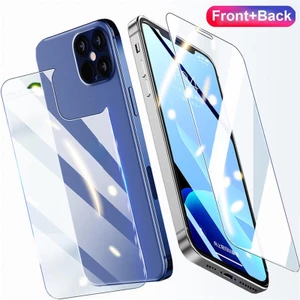 Kính cường lực bảo vệ mặt trước + mặt sau cho iPhone 14Plus 13Mini 12Mini Tấm bảo vệ màn hình cho iPhone 14 13 12 11 Pro MAX Plus Mini