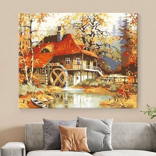 MOZI ✨40*50cm tranh tô màu theo số tranh tô màu theo số phong cảnh tranh sơn dầu số hoá tranh số hóa tranh tô màu số hoá tranh sơn dầu số  sơn acrylic  tranh tô số hoá Tranh Sơn Dầu Phong Cảnh diy Chất Liệu Acrylic