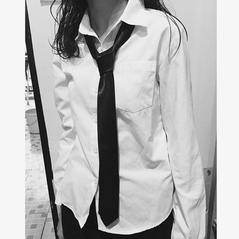 Vic Màu Trơn Đồng Bằng Dây Buộc Màu Đen Chính Thức Cà Vạt Satin Nữ Satin Skinny Khăn Cà Vạt Dài Skinny Tie JK Đồng Phục