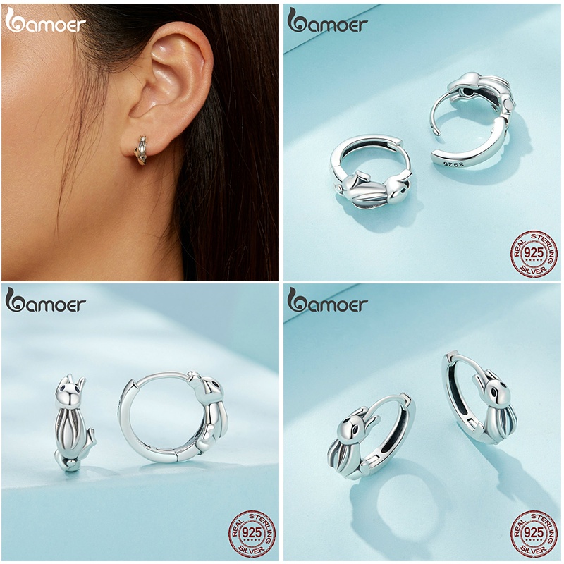 Bamoer Bông Tai bạc 925 Hình Động Vật Cho Nữ