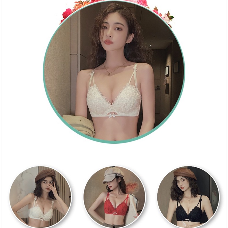 Áo Lót Nâng Ngực 3 / 4 Cúp Thêu Hoa Quyến Rũ Cho Nữ