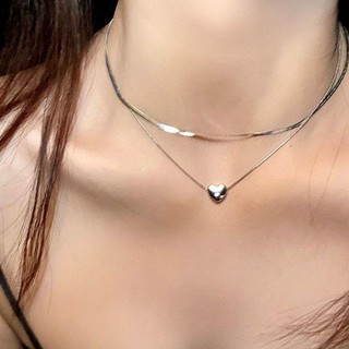 MarsET Vòng cổ hình trái tim độc đáo Vòng cổ mặt dây chuyền bằng thép không gỉ hai lớp