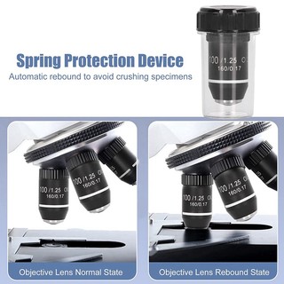 195 Ống kính mục tiêu màu đen Achromatic 100X Giao diện mục tiêu công suất cao dầu