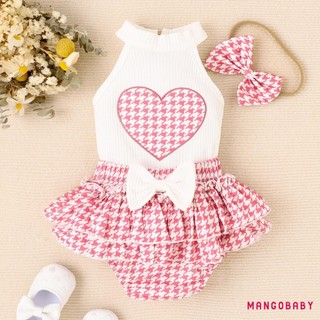 Mgg-baby Girl 3 Bộ Trang Phục Mùa Hè Không Tay Thêu Trái Tim Bộ Quần Áo Trẻ Sơ Sinh
