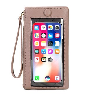 Ví Da pu Cầm Tay Có Thể Chạm Màn Hình Cảm Ứng Tiện Dụng Đựng Điện Thoại Di Động