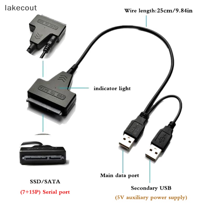 Dây Cáp Nối Ổ Cứng Ngoài SATA Cho Laptop SSD 2.5 Inch HDD Cổng USB 3.0 hye