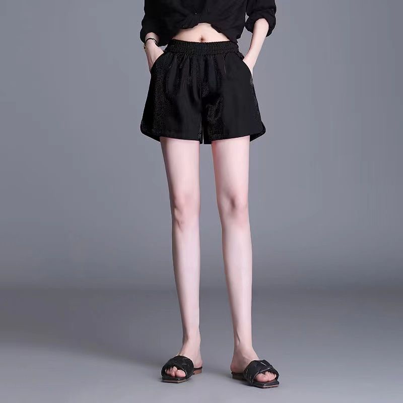 Flash Ice Silk Quần Short Mùa Hè Thường Ngày Rời Phong Cách Eo Nữ Plus Size Quần Short