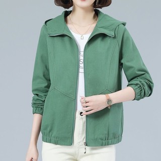 Áo Khoác cotton Có Mũ Trùm Dáng Rộng Ngắn Phong Cách Hàn Quốc Thời Trang Xuân Thu Hàng Mới 2022 Dành Cho Bạn Nữ Trung Niên