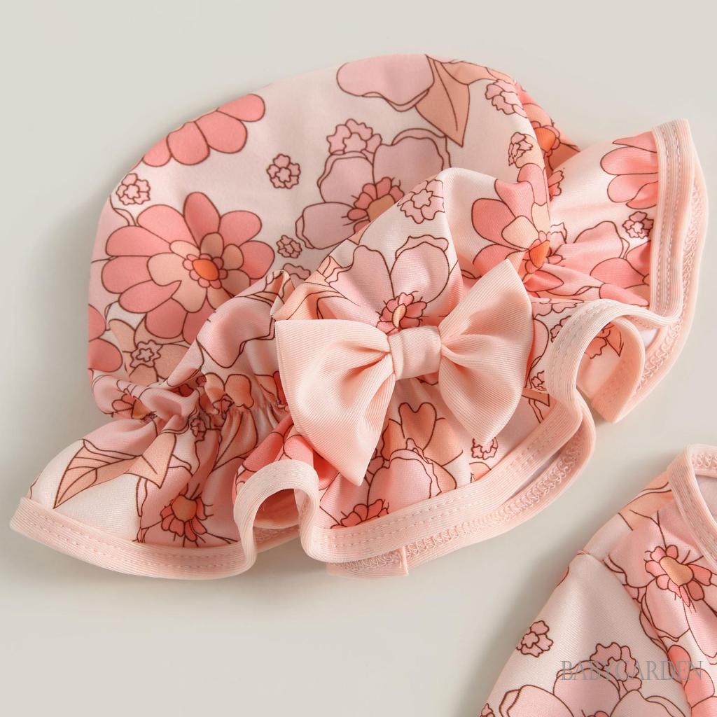 Bộ Đồ Bơi + Mũ Chống Nắng Tay Dài In Họa Tiết Dâu Tây Dễ Thương Cho Bé Gái 6 Tháng-3 Tuổi