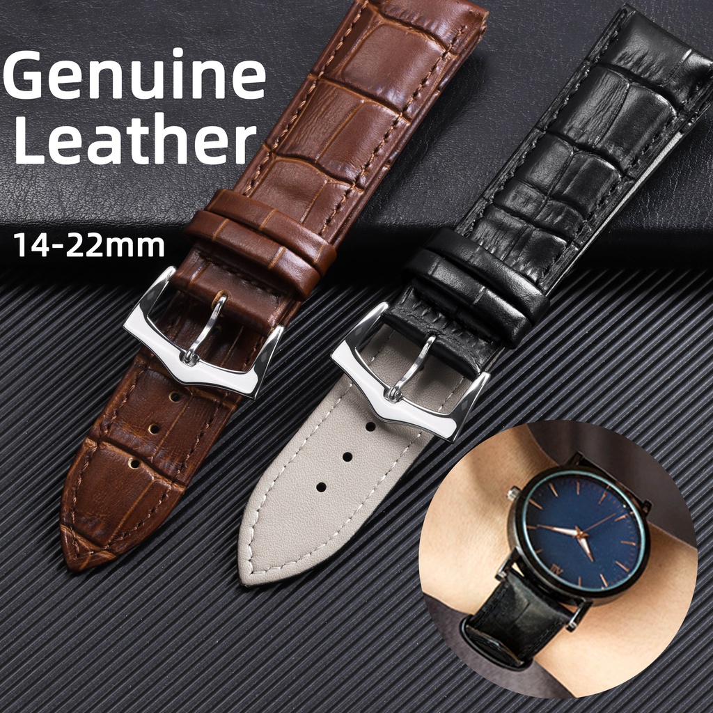 Dây Đeo Đồng Hồ Bằng Da Bò Thật 14-22mm Chống Nước In Họa Tiết Cây Tre Thông Dụng Cho Nam Và Nữ