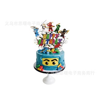 G13 LEGO Ninjago Chủ Đề Trẻ Em Sinh Nhật Trang Trí Biểu Ngữ Bánh topper Bóng Bộ Cung Cấp G13