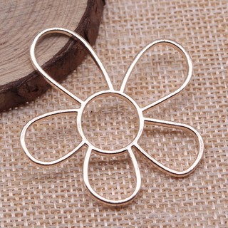 Mặt dây chuyền hoa kim loại lớn, bạc và vàng rỗng, DIY trang sức quyến rũ