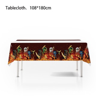 G13 LEGO Ninjago Trang Trí Tiệc Khăn Trải Bàn Sinh Nhật Cờ Biểu Ngữ Bộ Đồ Ăn Dùng Một Lần Dĩa Đĩa G13