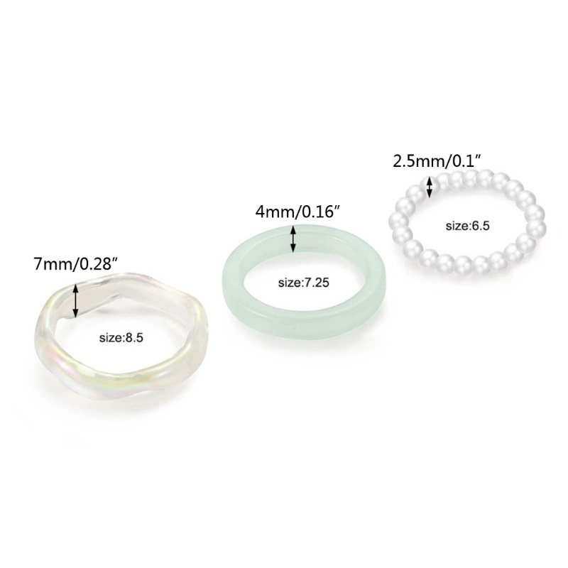Set 3 Nhẫn Đính Ngọc Trai Giả Thời Trang Nữ
