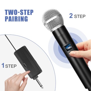 Micro động cầm tay kép không dây UHF Micro Karaoke có thể sạc lại cho bữa tiệc cưới Câu lạc bộ nhà thờ