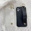 Ốp lưng dây đeo cổ tay trong suốt chống sốc cho iPhone 16e 15 14 13 12 Pro XsMax XR 11 12 Mini 6 7 8 Plus TPU màu đen Giá đỡ điện thoại