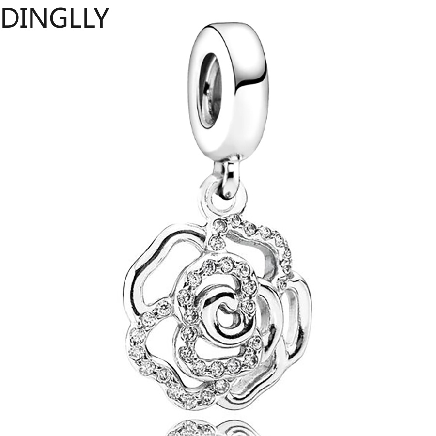 Hạt Charm Hình Hoa Hồng Và Bướm Màu Bạc Dùng Làm Trang Sức DIY