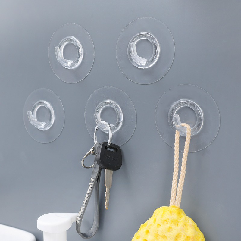 Móc Treo Đồ Dán Tường Trong Suốt Chống Nước Chịu Tải Nặng Không Đục Lỗ Cho Nhà Bếp Nhà Tắm