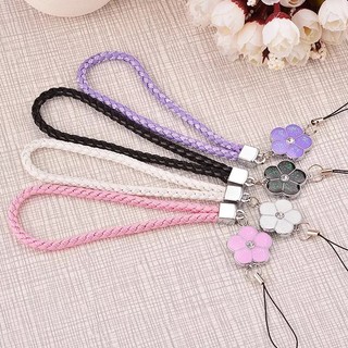 Lucky grass and sakura style multiple color anti-lost pu nylon weaving phone case strap for all phone keychains and documents