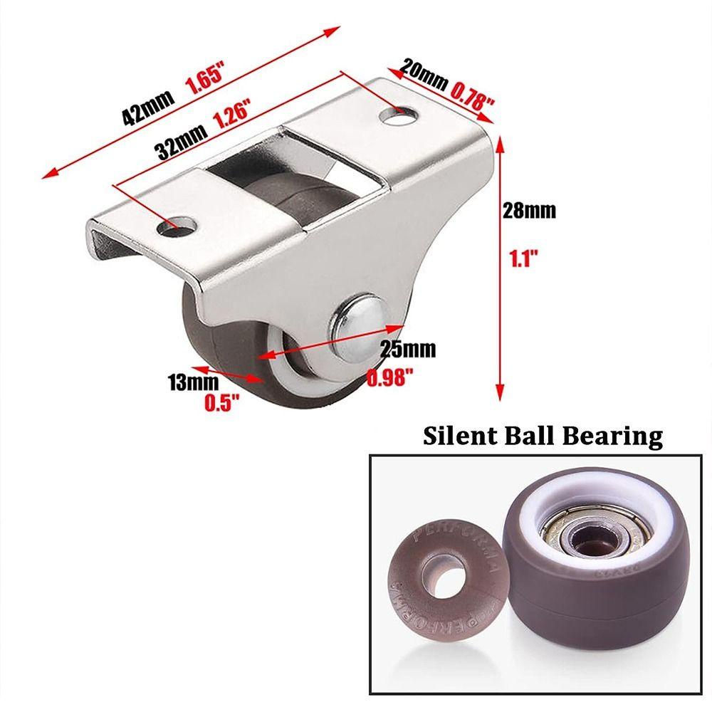 MONOSTYLE 4 Vòng bi im lặng, Bánh xe bánh cố định Mini 1 '', Bộ bánh xe nội thất bền bỉ Bộ tủ