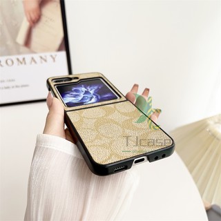 Bao da in hình cổ điển mỏng bao da samsung galaxy z flip 5 z flip 4 z flip 3 matte squares hình hoa vỏ cứng pc