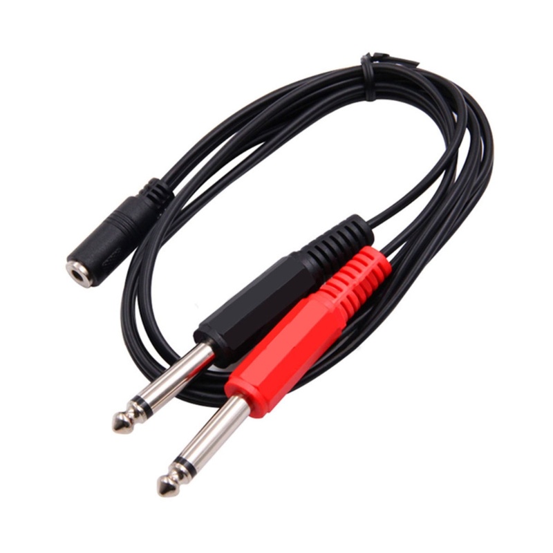 Cáp HSV 3 5mm đến 2x6 35mm Cáp Chia 2 Mono 6 5 Jack đến 3 5 Nam Cho Điện Thoại Trộn Khuếch Đại Loa 6 35mm