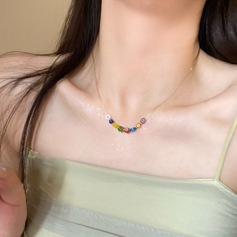 Vòng cổ Mạ Vàng / Bạc Mặt Hoa Nhiều Màu Thời Trang Cho Nữ y2k