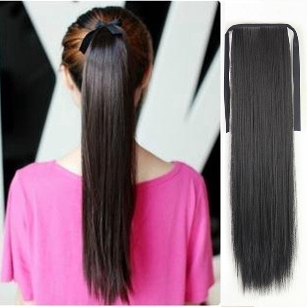 Dây đeo thẳng đuôi ngựa nối tóc đuôi ngựa kẹp tóc giả tóc thẳng tóc dài giả đuôi ngựa