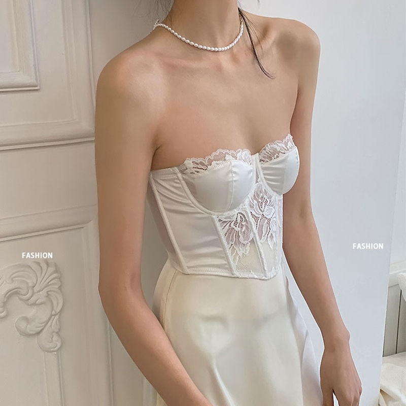 Áo Bra Corset Lụa Cao Cấp Gọng Mềm Mút Mỏng Móc Cài Sau Sang Chảnh