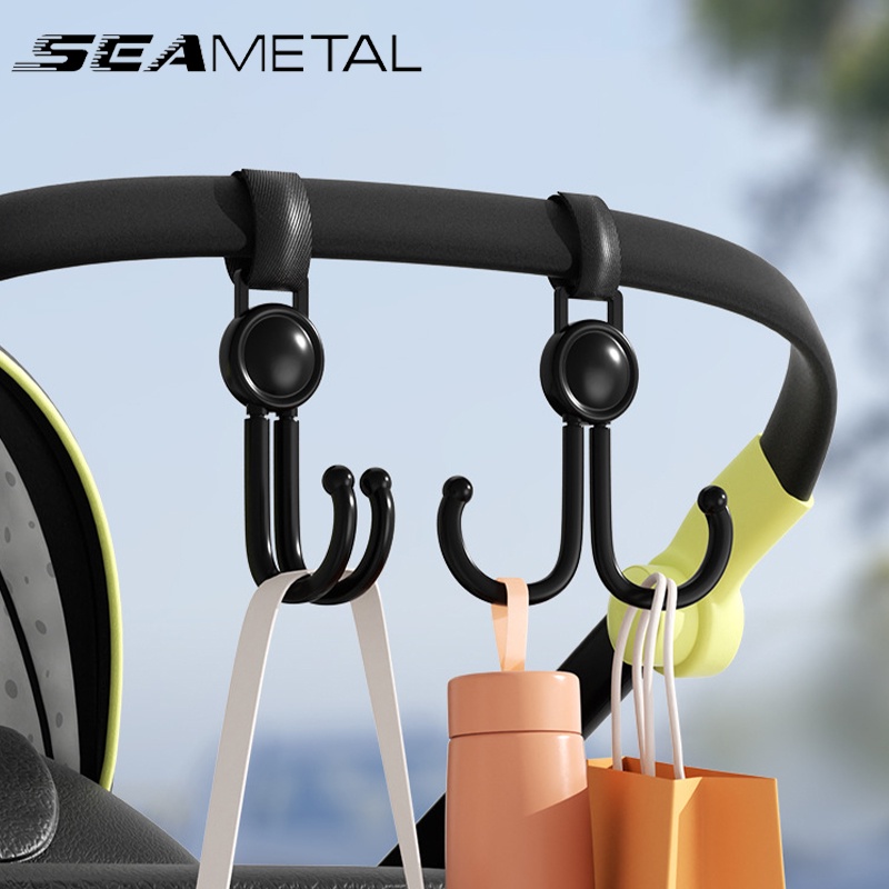 SEAMETAL Móc Đôi Treo Đồ Đa Năng Bằng Kim Loại Gắn Xe Đẩy Em Bé / Xe Máy