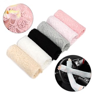 Găng Cánh Tay Chống Nắng Bằng Lụa Lạnh Phối Ren Thoáng Khí Bảo Vệ Chống Tia UV