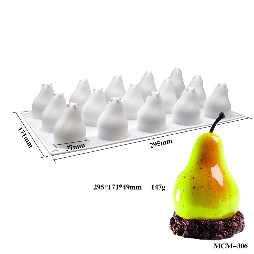Khuôn Silicone 15 Ngăn Làm Bánh Tạo Hình Trái Lê 3D Tiện Dụng