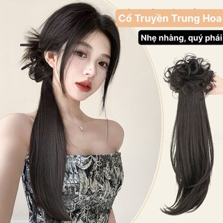 Tóc Giả Đuôi Ngựa Thẳng Kèm Búi Xoăn Phong Cách Trung Hoa HaminStore
