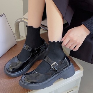Vớ Cotton Cổ Trung Màu Trơn Thấm Hút Mồ Hôi Thoáng Khí Chống Ma Sát Phong Cách Nhật Bản Dễ Thương Cho Nữ