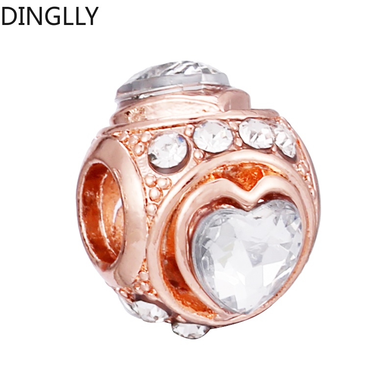 Vòng Tay Hạt Charm Hình Trái Tim / Ngôi Sao / Dấu Chân Màu Vàng Hồng Đính Đá Màu Sắc Thời Trang