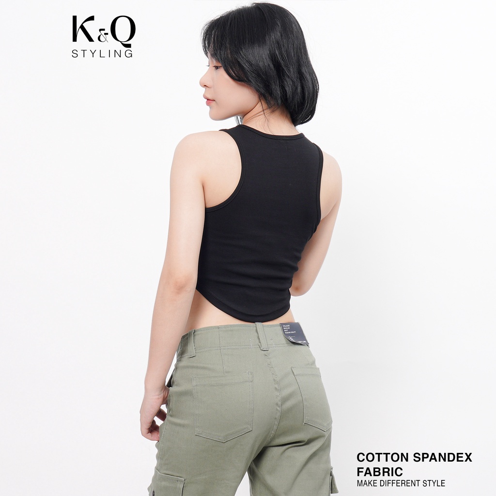 Ảnh Áo thun croptop ba lỗ lai bầu KQSTYLING cotton 100% ôm body Freesize 2