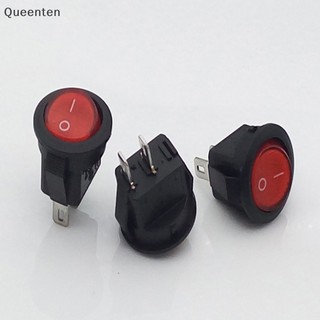 Queenten 10 Chiếc KCD11 Đường Kính Nhỏ Thuyền Tròn Rocker Công Tắc Đen Tròn Đen Trắng Đỏ 2 Pin ON-OFF Rocker QT