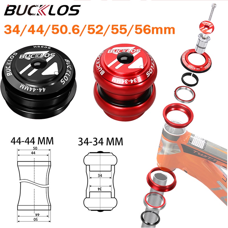 Tai nghe xe đạp BUCKLOS Vòng bi đôi 34-34 / 44-44 / 44-50.6 / 44-55 / 44-56 / 41.8 / 52mm Tai nghe xe đạp leo núi đường trường cho khung nĩa 28,6mm