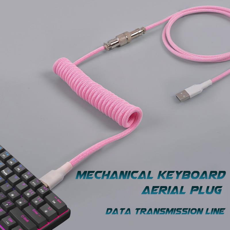 Mô tả Tùy chỉnh một lớp PET cơ khí bàn phím cuộn USB để loại C Mini Mini xoắn ốc cáp đầy màu sắc GX12 Aeroscoket - 8