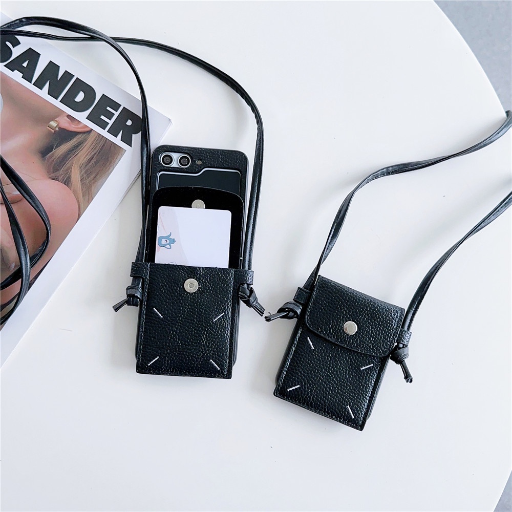 Ví crossbody lanyard phone case cho samsung galaxy z flip 5 flip5 zflip5 5g bao da chống sốc