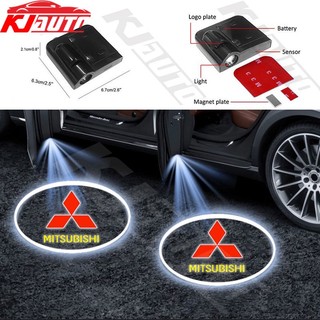 2 cái / bộ đèn cửa ô tô mitsubishi đèn chào mừng không dây ralliart mirage g4 triton xpander lancer asx outlander attrage pajero eclipse led light cartoon hd 3d projector