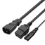 Btsg 1ft IEC 320 C14 sang C7 + C19 Cáp nguồn C14 Nam sang C7 + C19 Nữ Y Splitter Cáp chuyển đổi AC cho máy in Sca