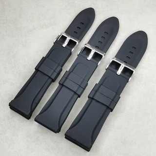 Dây Đeo Đồng Hồ Bằng Silicon Mềm Màu Đen 20mm 22mm 24mm Chống Thấm Nước Thông Dụng Cho Nam Và Nữ