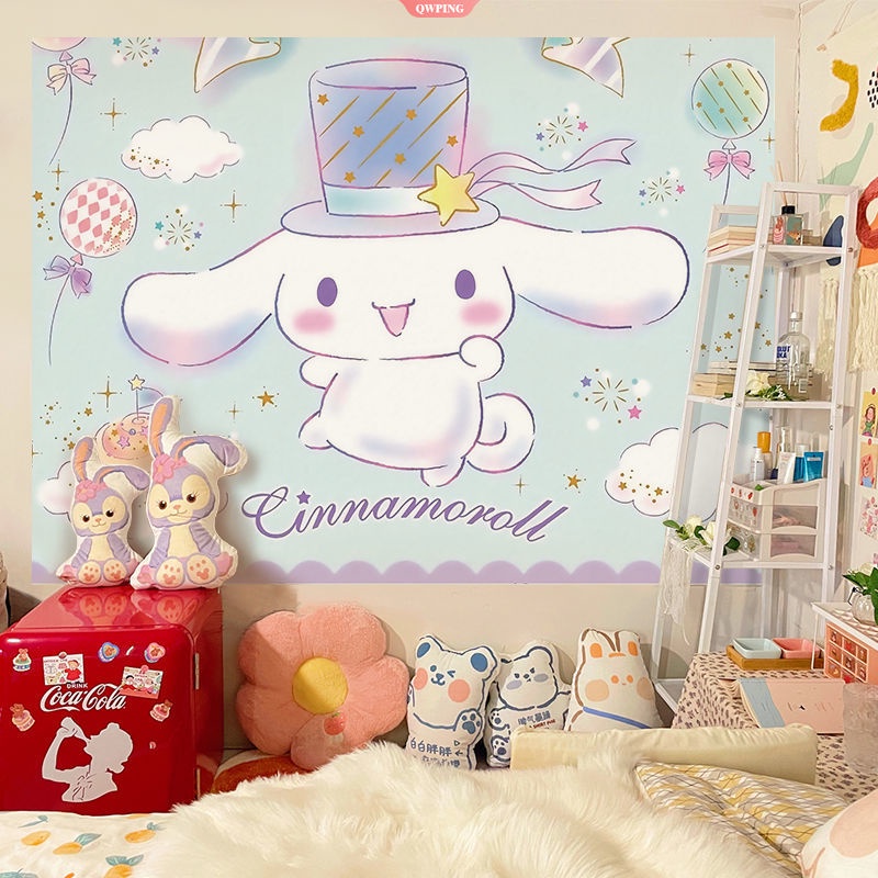 Sticker Dán Tường Bằng PVC Chống Nước Họa Tiết Hoạt Hình Cinnamoroll Dễ Thương